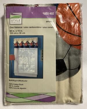Style Selections Rod Pocket Sports Window Valance 0021402 Football Soccer 60X15